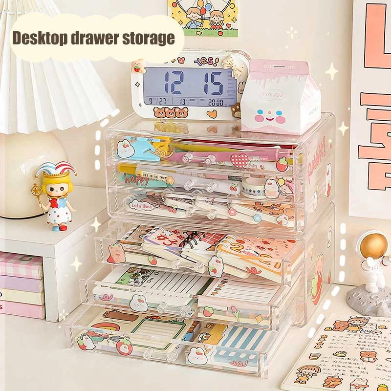 Sticker Organizer 3 Layers Ins Acrylic Desktop Storage Box Storage Box