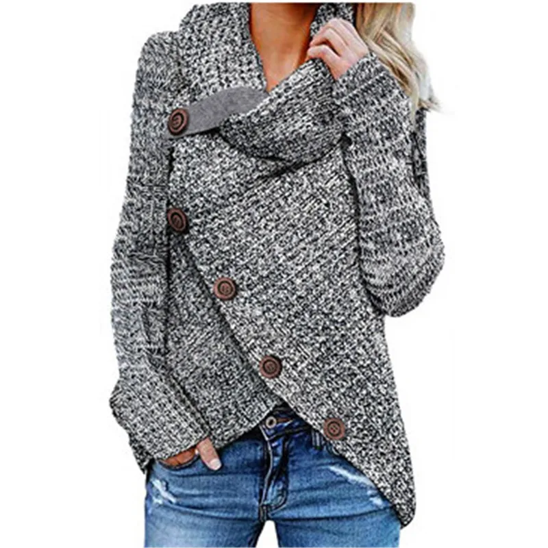 

Diagonal Single Breasted Womens Sweater Designer Turtle Neck Luxury Cardigan Sweater Fashion Womens Colorful Irregular Kniter