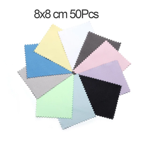 10-50pcs Polish Polishing Cloth Silver Color Cleaning  Polishing Cloth Soft Clean Wipe Wiping Cloth For Silver Gold Jewelry Tool Mix 8x8 50Pcs