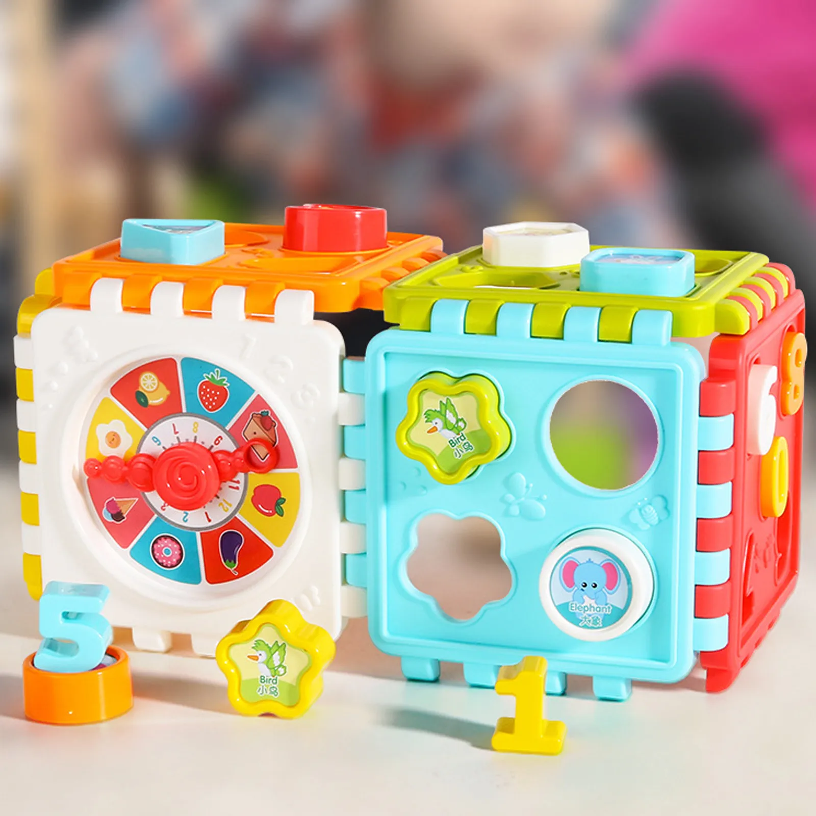 Cubo de actividades para bebés, juguetes para clasificar formas, Juguetes educativos de aprendizaje temprano para niños pequeños, primer juego de bloques, clasificador de números colorido
