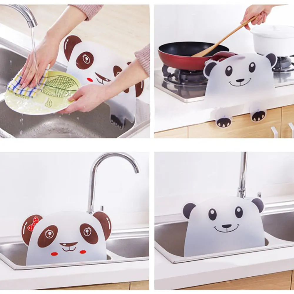 Silicone world Kitchen Sink Water Splash Guards with Sucker Waterproof Screen for Dish Fruit Vegetable Washing Anti-water Board