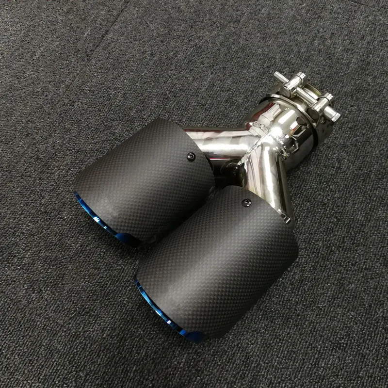 1 шт. матовый черный двойной AKRAPOVIC углеродное волокно выхлопной трубы глушитель синий выгоревшая труба выхлопной трубы наконечник