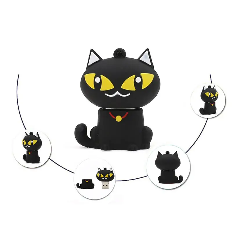 Usb флеш-накопитель с рисунком черного кота, милый флеш-накопитель с животными, 4 ГБ, 8 ГБ, 16 ГБ, 32 ГБ, 64 ГБ, 128 ГБ, 256 ГБ, флешка