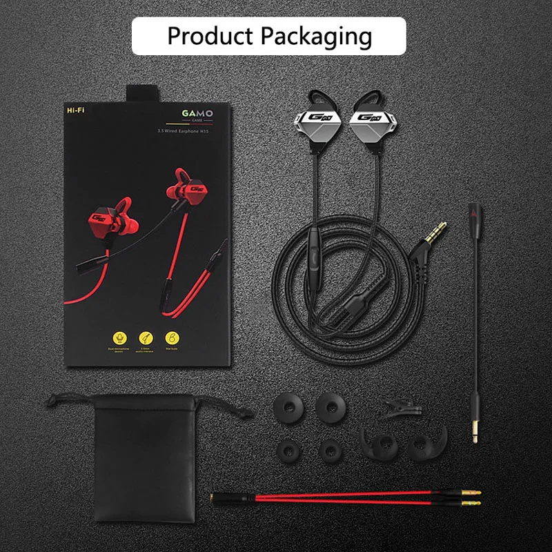 BGreen Gaming Earphones Dual 2 Microphone ESPORTS Game Headset Stereo Computer Mobile Phone Earphones With Microphone Handle