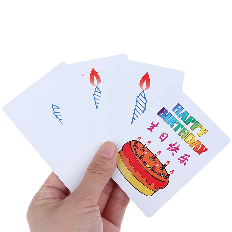 

Funny 4Pcs/set Happy Birthday Card Group Prediction Magic Trick Magic Cards Kids Magic Gift For Children Wholesale