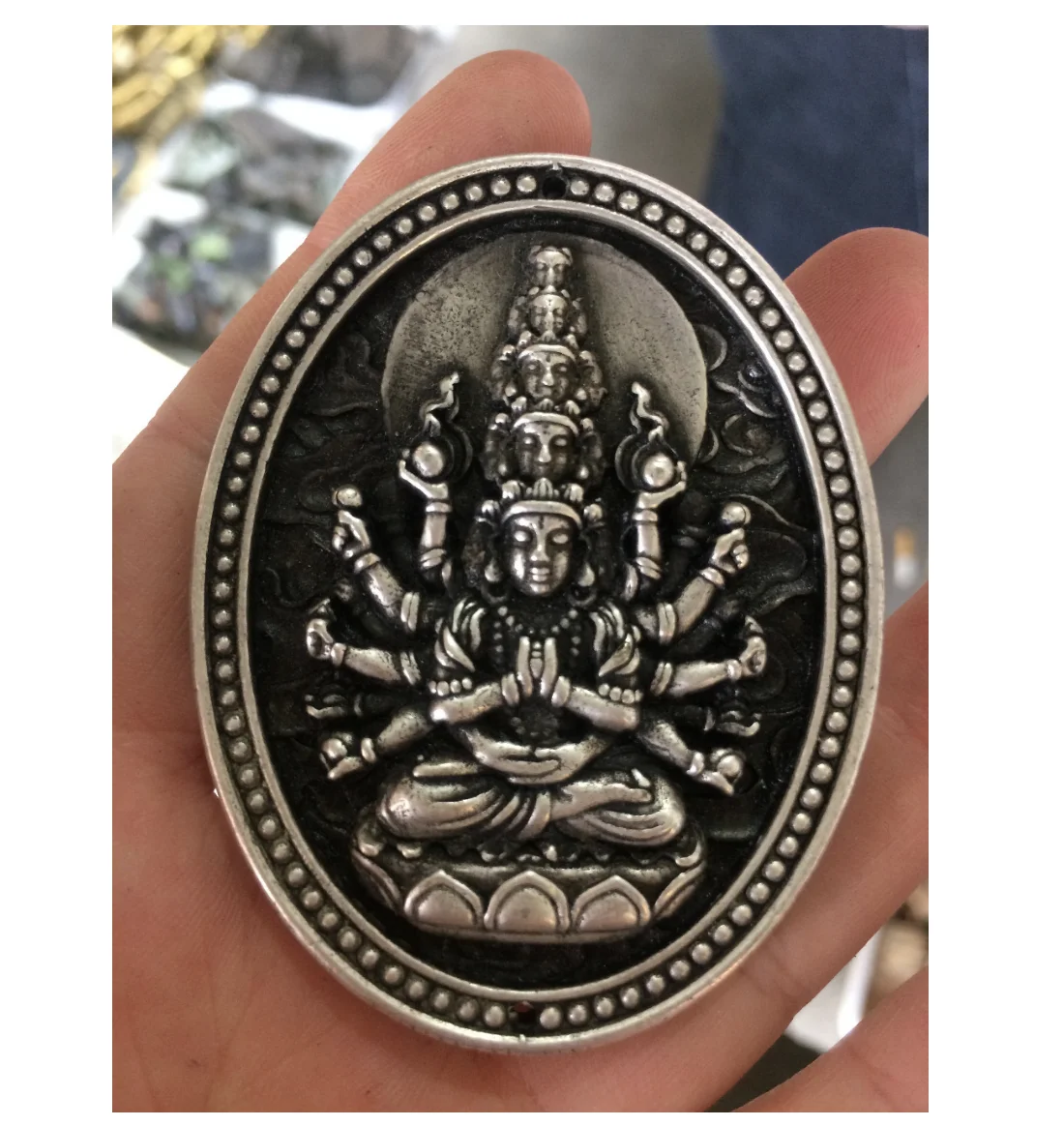 2," китайский Мяо Серебряный буддистский кулон-амулет с тысячей руки Kwan-yin Boddhisattva