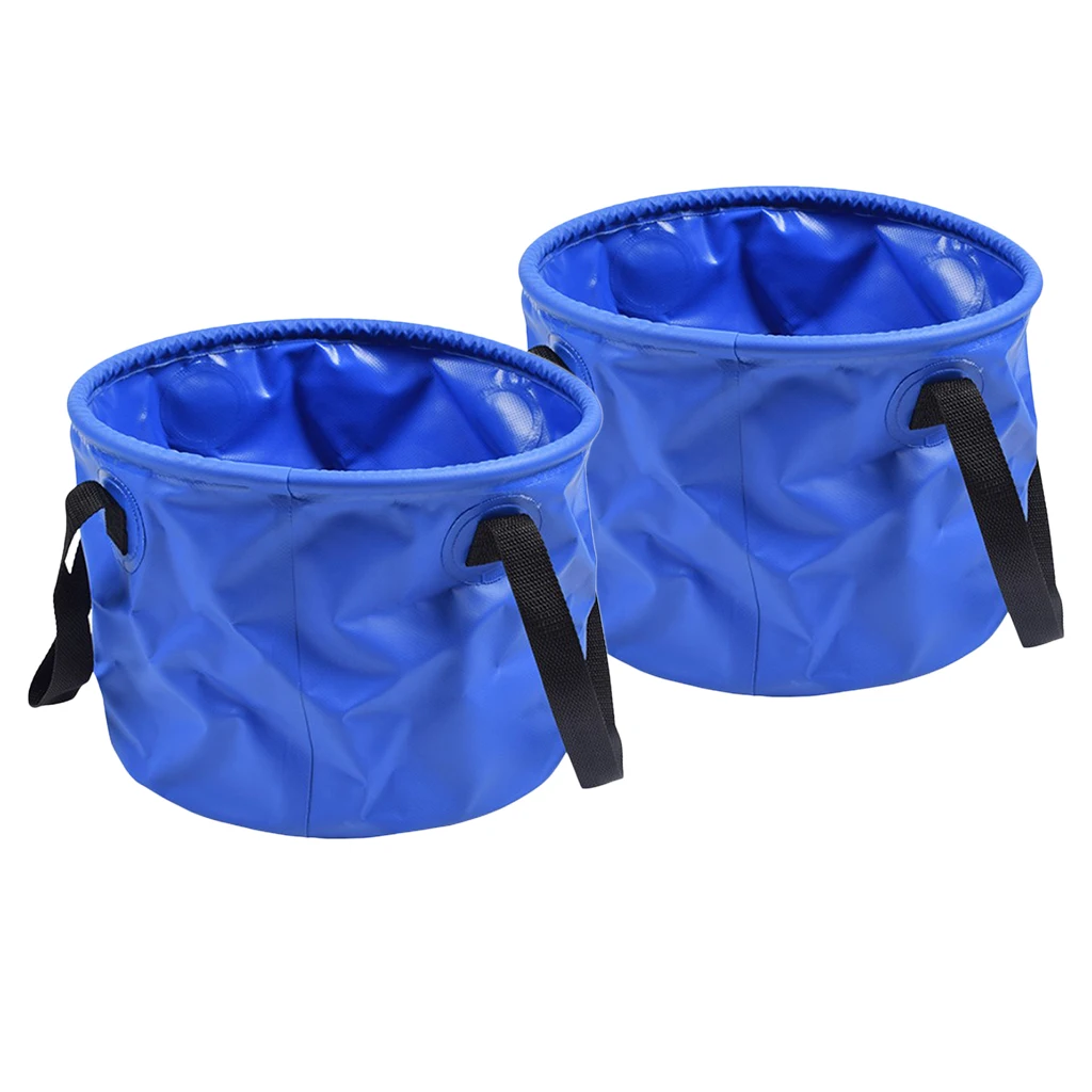 2pcs Folding Multifunctional Wash Basin Bucket Collapsible Buckets Fishing Pail Water Carrier Bag Outdoor Backpacking 30L