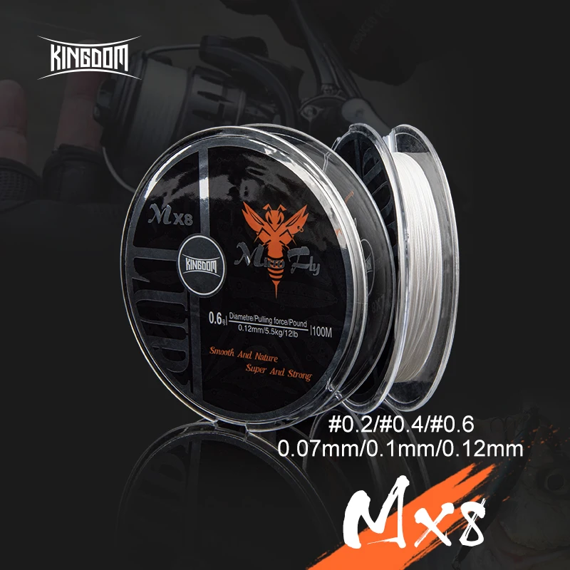 Kingdom MX8 100 м оплетка PE рыболовная леска 8 прядей 0 2 #/0 4 6 # 9 12LB далеко дальность
