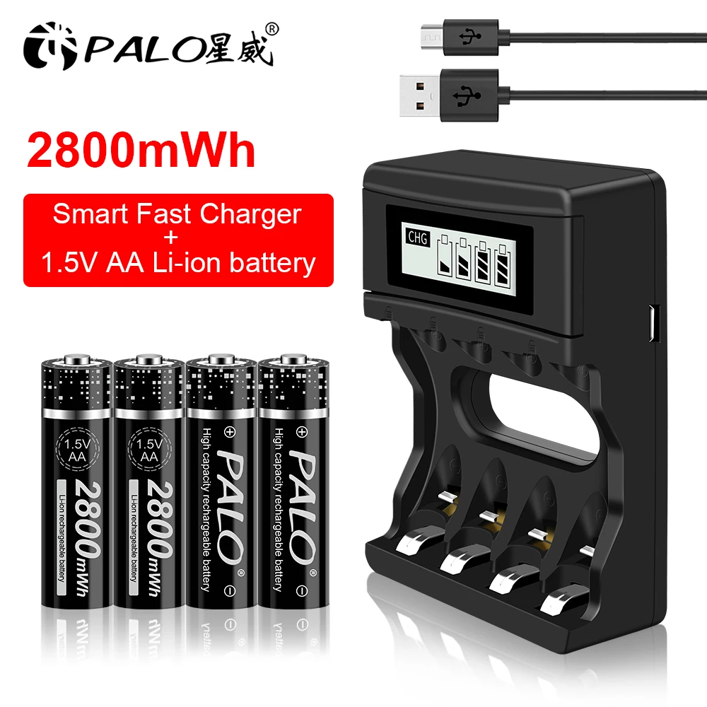 

PALO Stable Voltage 1.5V AA Li-ion Rechargeable Battery 1.5v AA Battery AA 1.5V Lithium Battery and 1.5V Lithium Battery Charger