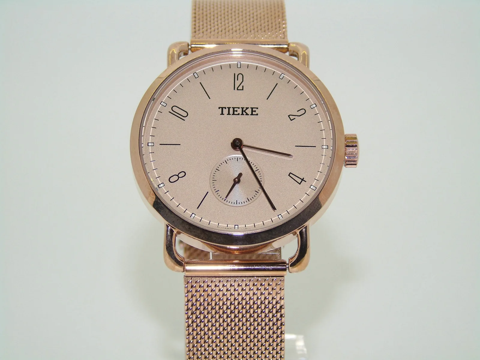 

Tieke Steel Belt Mesh Belt Two Pin Semi-Separate Seconds K018 Quartz Watch