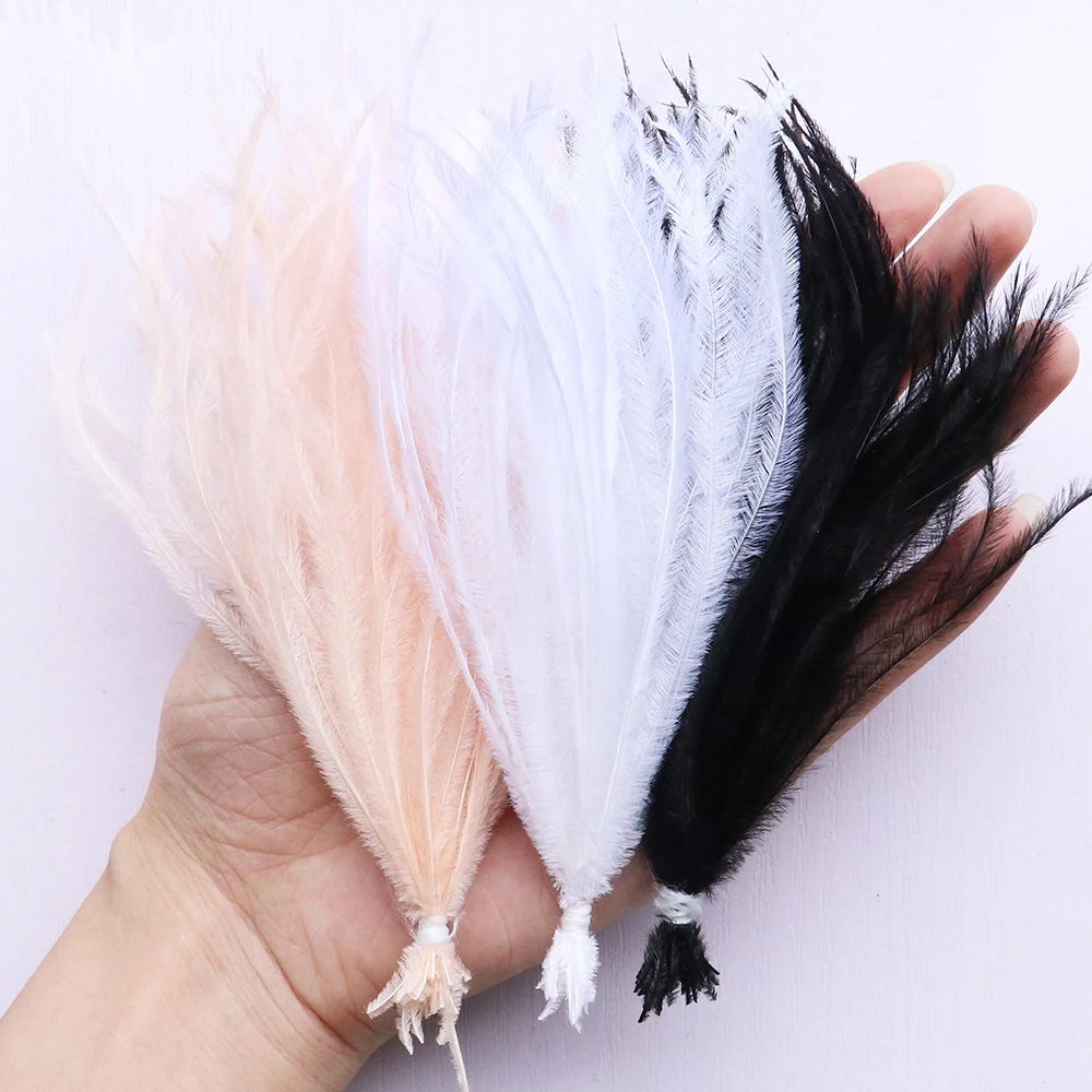 Lovely Soft Dyed Colorful Natural Ostrich Feather Strung Bundles Size 10-15 15-18 CM 100 PCS/Lot 19 Colors Available For Dress ostrich feathers mixed color feathers natural feathers craft feathers