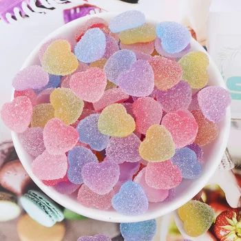 

20pcs/lot Resin Soft Candy Heart Charms Pendant Jewelry Making Accessory Home Phone Decoration 17*17mm