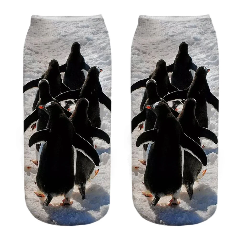 Neue lustige 3D-gedruckte süße Happy Penguin Unisex-Tier-Serie kurze Knöchelsocken für EU 34-40 Dropship – Detail 7