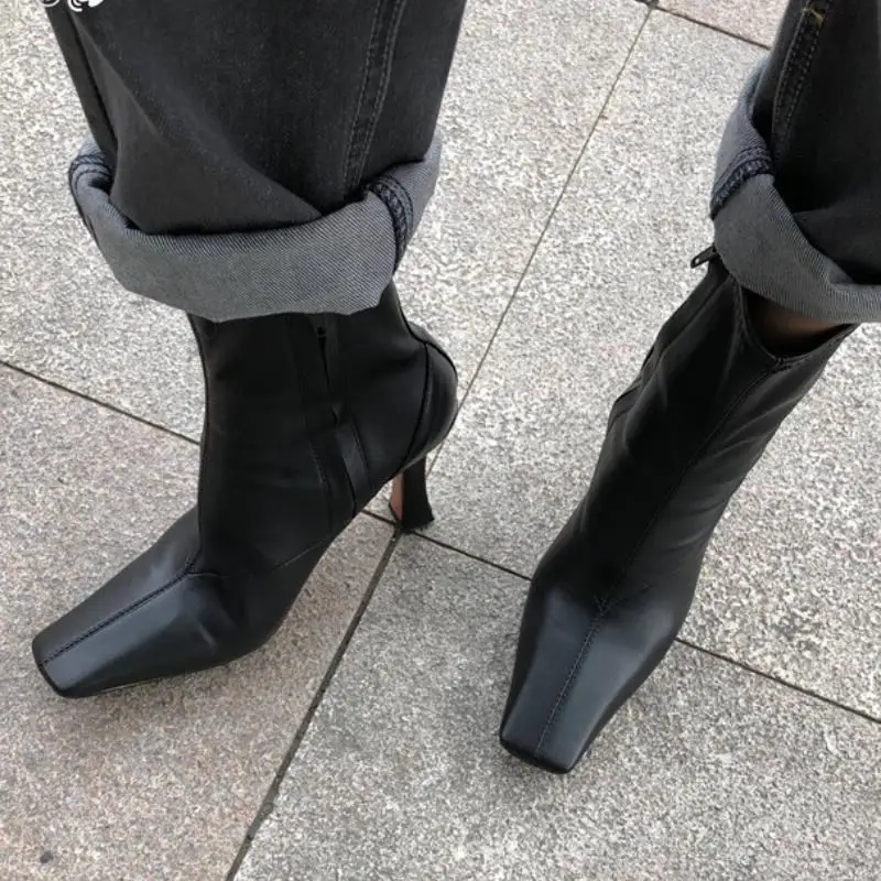 women's black sock ankle boots