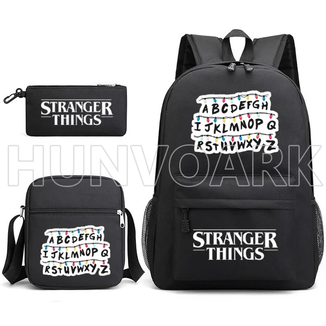 Stranger Things-mochila escolar con estampado 3D para adolescentes, niños,  niñas y estudiantes, bolsa de viaje para libros, 3 piezas - AliExpress