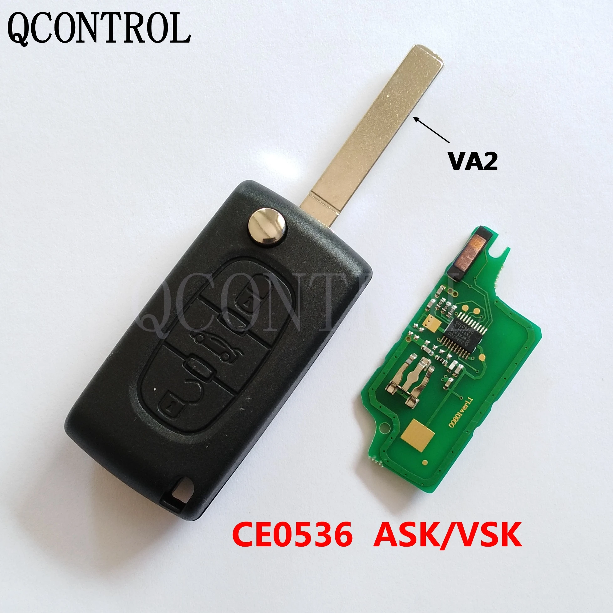 QCONTROL Car Remote Key Work for CITROEN C2 C3 C4 C5 Berlingo Picasso Vehicle Control Alarm (CE0536 ASK/FSK 3 Buttons VA2) | Автомобили и