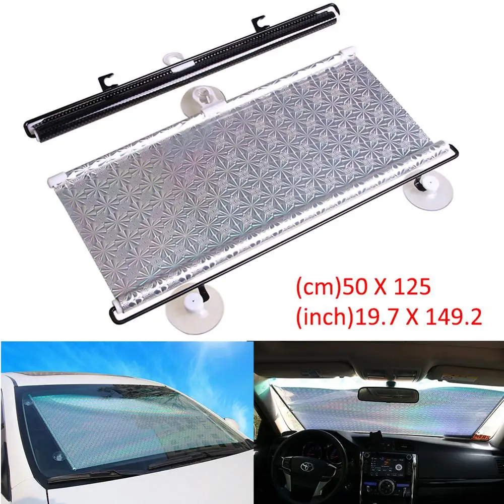 

Hot Car Window Sunshade Retractable Windshield Sunshade Cover Anti-UV Front Rear Window Foil Curtain Foldable Car Sun Shade CSV