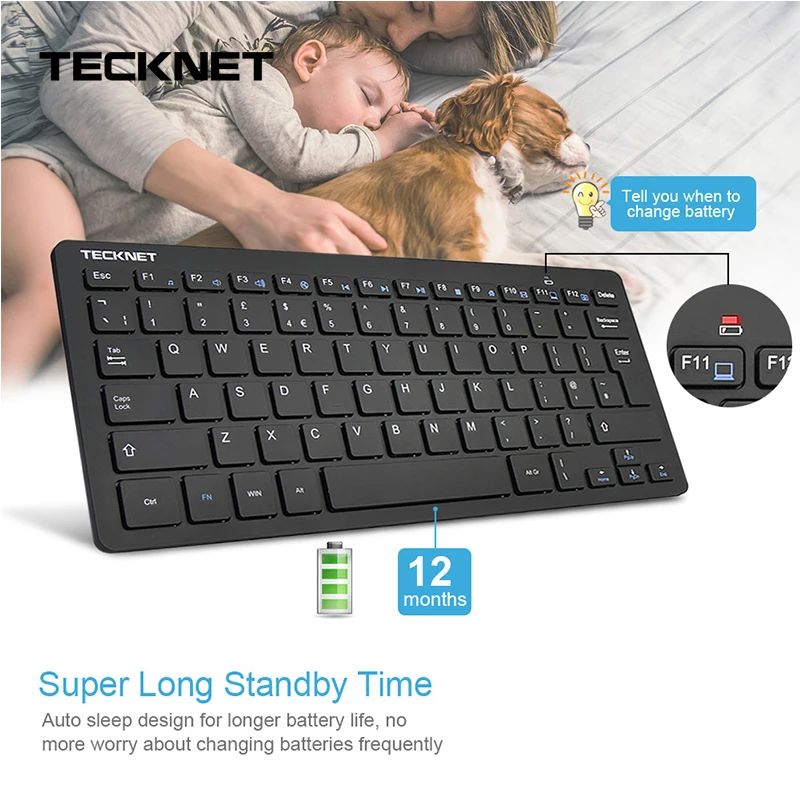 Ultra Slim 2.4GHz Cordless Keyboard Wireless Whisper Quiet UK