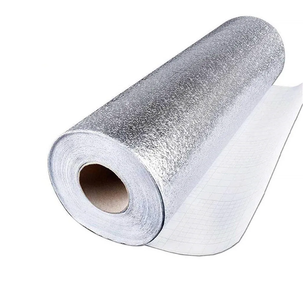 1 рулон самоклеящейся высококачественной алюминиевой фольги настенной бумаги щитка теплонепроницаемая масляная Водонепроницаемая кухонная настенная бумага# YY