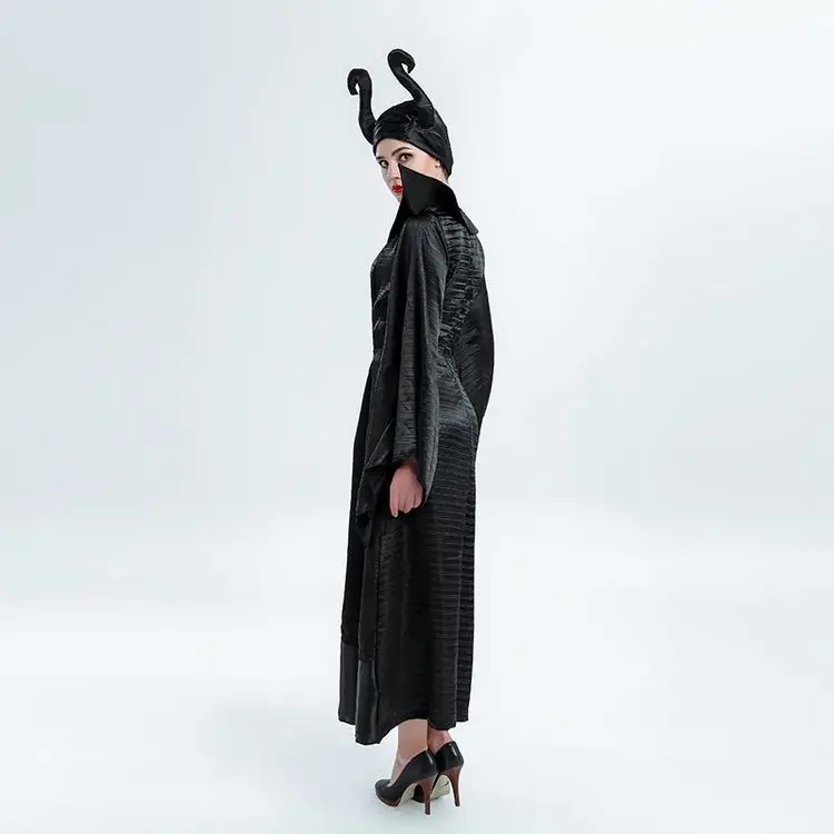 Фильм Костюм малефисенты женщин злая ведьма косплей одежда на Хэллоуин, костюмы фантазия Вечерние черные ведьмы необычные дамы платье
