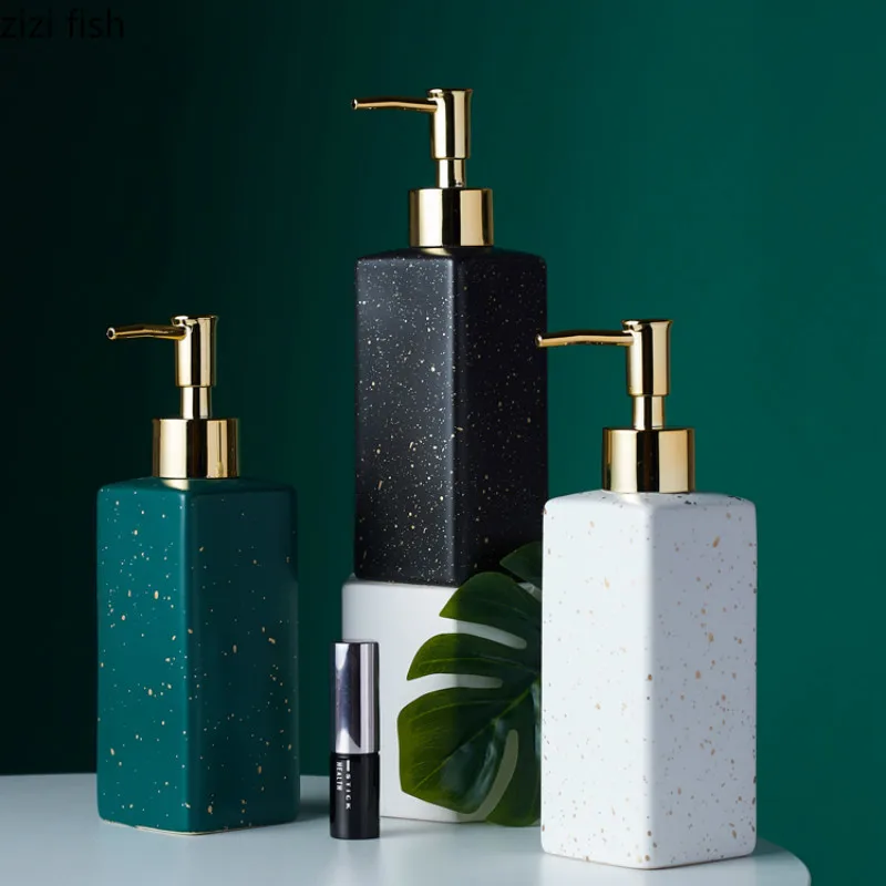 Nordic Bathroom Ceramic Hand Wash Bottle Shower Gel Bottle Press Bottle