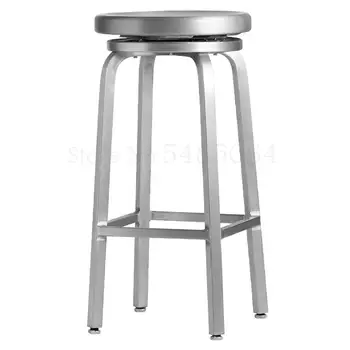 

Nordic Simple Swivel Bar Chair Cafe Creative Leisure Metal Aluminum Round Bar Stool Front Desk Cashier High Chair