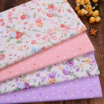 

Purple Pink Floral Twill Cotton Fabric,DIY Sewing Patchwork Quilting Fat Quarters Tecido Cloth For Baby Dress Sheets Textiles