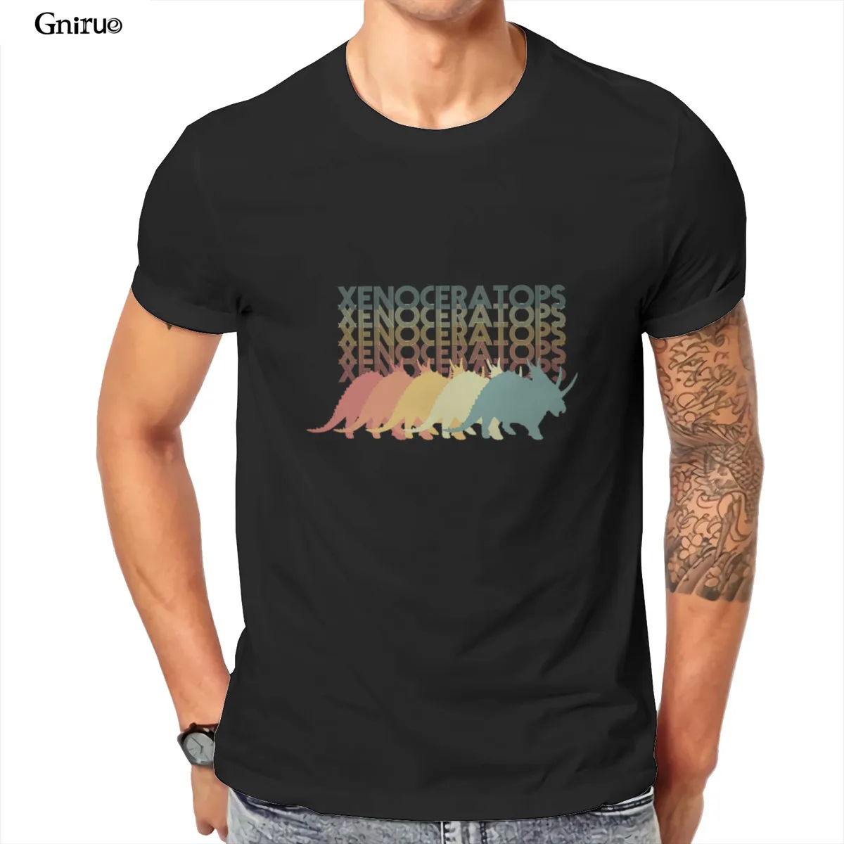

Wholesale Retro Xenoceratops Silhouettes Men’s Organic T-Shirt Essentials Gift Punk Kawaii Male Clothing 105407