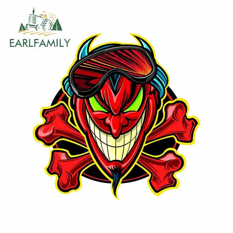 

EARLFAMILY 13cm x 13cm for Smiling Red Devil Cartoon Car Sticker Vinyl JDM Bumper Trunk Truck Graphics Windshield Bumper Windows