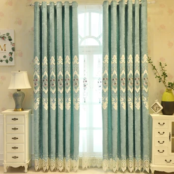 

European Luxury Sheer Curtains for Bedroom Embroidered Floral Elegant Window Screening Voile Tende Panel wp427C