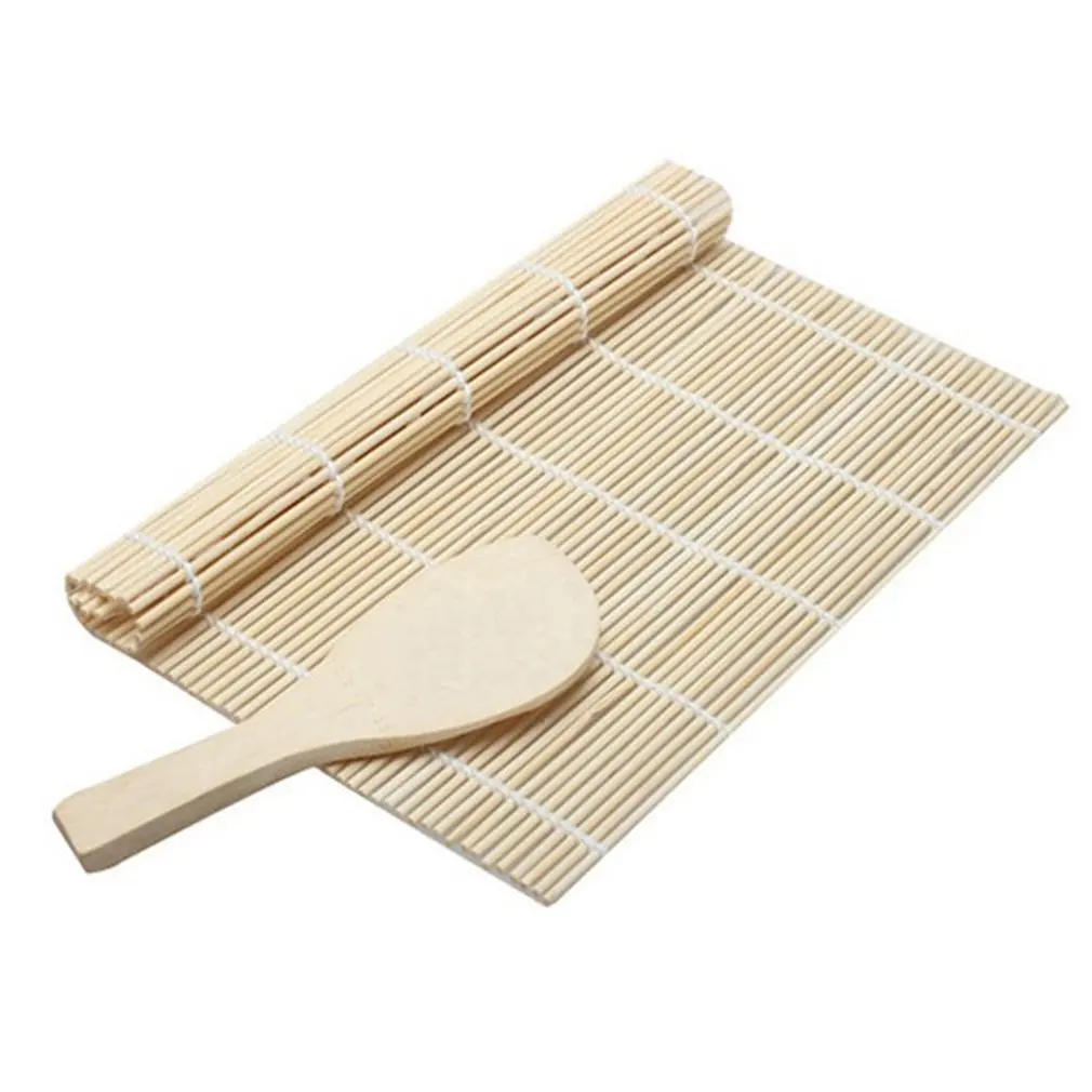 Лиловый Sushi Bamboo Roller Blinds Make Sushi Tools White Leather Curtain Set With Sushi Shovel Kitchen Artifact - Цвет: Лиловый