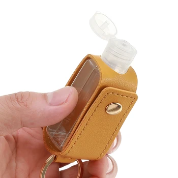 

New 30ml Portable Empty Leakproof Plastic Travel Bottle for Hand Sanitizer with Tassels Leather Keychain Holder Carriers Bottle