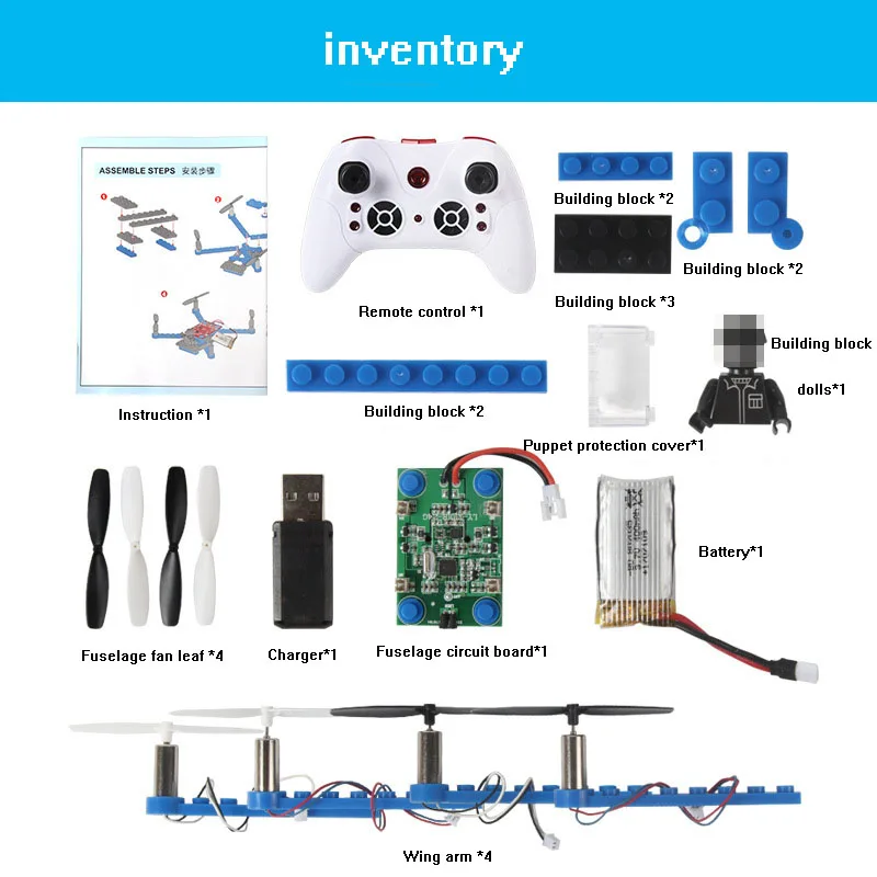 

DIY RC Drones Building Blocks Drone 2.4G 4CH Mini 3D Bricks Quadcopter Assembling Educational Toys Helicopter