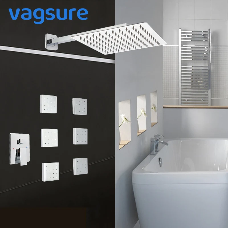

1set Shower System 1-3 way Brass Shower Faucet Mixer Valve Mixing 304 Stainless Steel Shower Head Waterfall Rain Shower Jets Tap