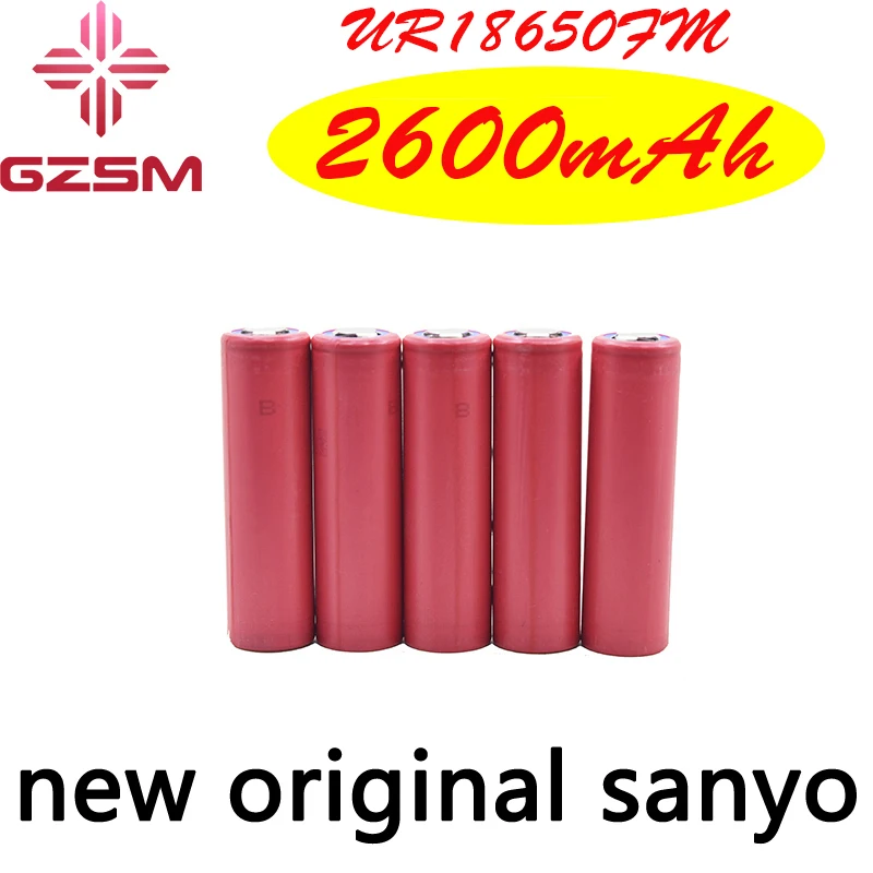 

GZSM 18650 battery for Sanyo UR18650FM rechargeable battery 2600mAh 3.7V 6A For cigarette battery