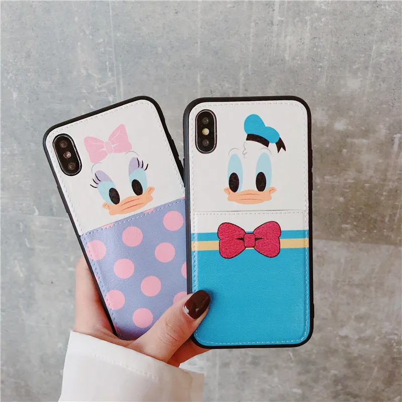 Cartoon Card Slot Case For iPhone 11 Pro Max XR X XS MAX Cute Wallet Phone Cases For iPhone 7 8 6 6s Plus 7Plus Minnie PU Cover