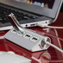 Hub USB de aluminio de 4 puertos Premium con Cable blindado de 11 pulgadas para iMac MacBooks PC