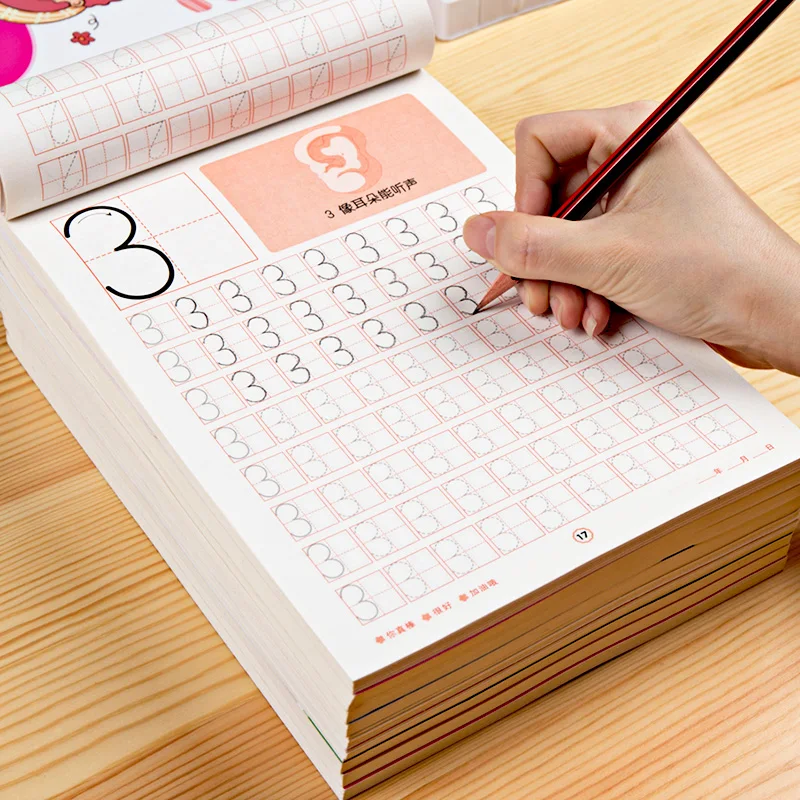 6 Books/Set for Children Learning Math Copybook Numbers 0-100 Handwriting Practice Books Chinese Character Strokes Baby Beginner afbeelding