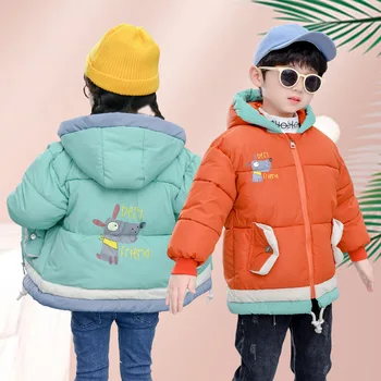 

Boys Coats Winter Baby Girl Clothes 2020 New Children's Solid Color Warm Cotton Jacket, children's cartoon hooded jacket