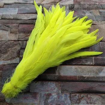 

500pcs Beautiful 16-18inches/40-45cm Fluorescent Yellow Rooster Tail Feathers DIY Jewelry Craft Making Clothing Decoration