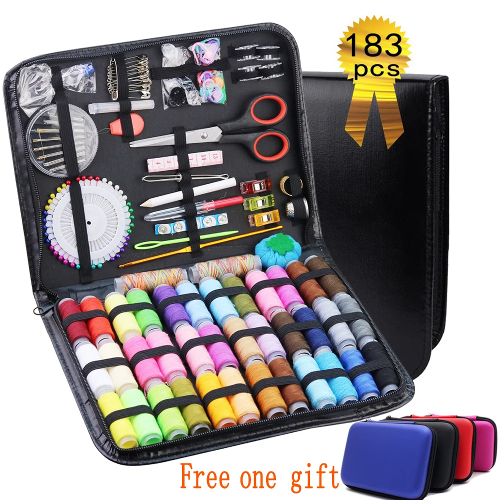 

183Pcs Sewing Box Multi-function Travel Sewing Kit Stitch Needle Thread Storage Bag Fabric Craft Sewing Set Best Gifts for Mom