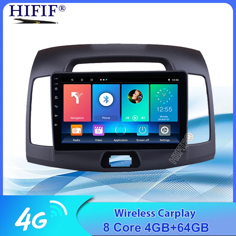 Автомобильная Мультимедийная система 4 + 64 ГБ Android 10 0 4G Видеоплейер GPS Wi-Fi для Hyundai