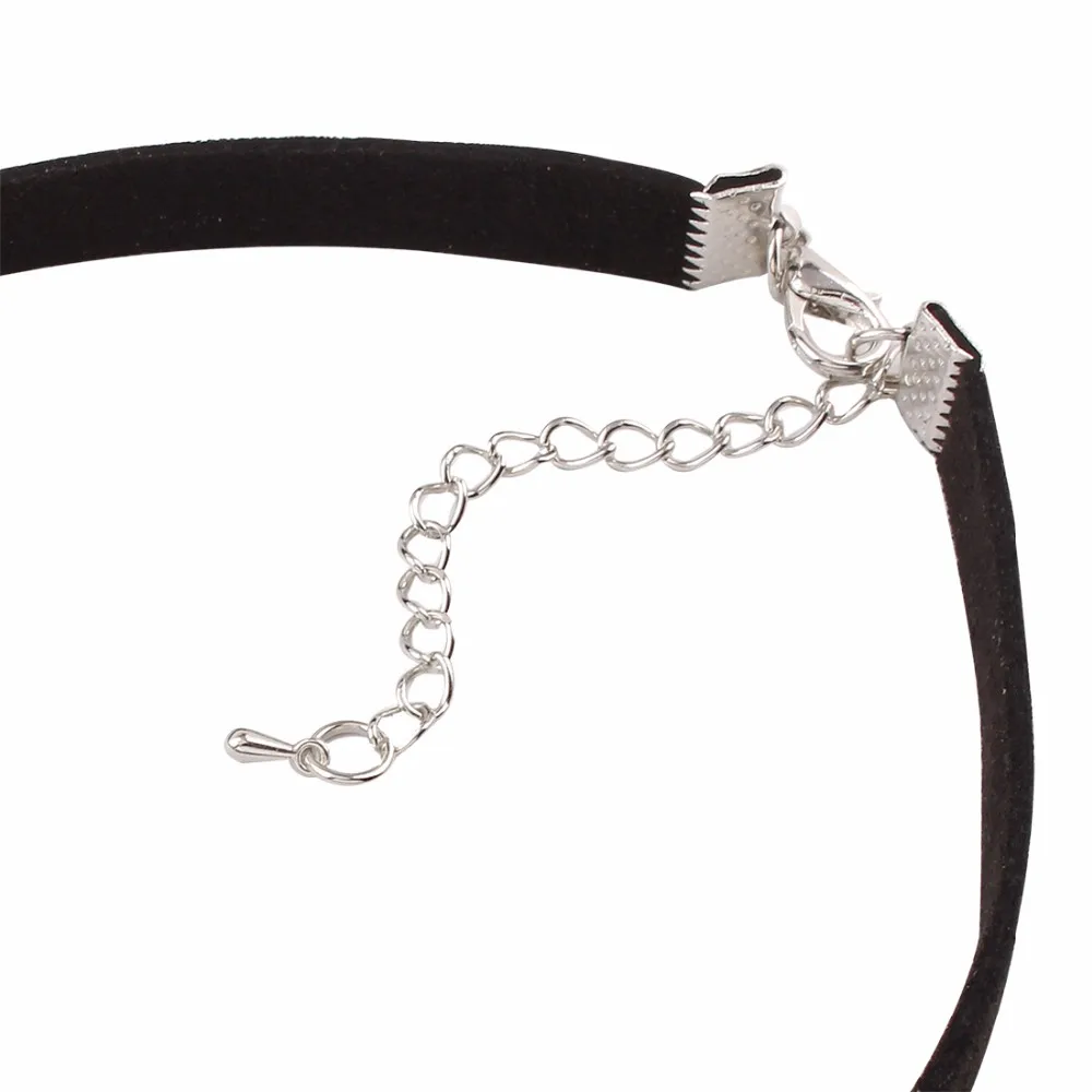 Модное роговое ожерелье с подвеской простое черное бархатное готическое чокер ручной работы для женщин N4976