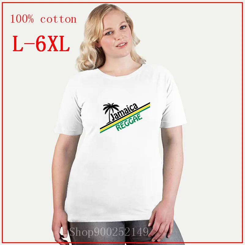 Ямайского рэгги размера плюс feminino 4XL 5XL 6XL принтовые тройники Женская Футболка
