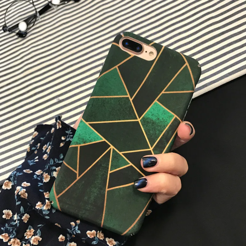 

Simple geometric dark green shell phone case for iPhone X XS XR XSMax 8 7 6 6S PluS hard shell drop protection cover