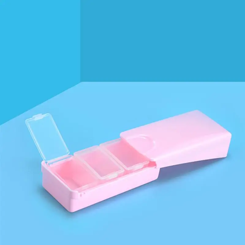 

3pcs Pill Case Slide Cover Pill Box Slide Drawer Portable Medicine Storage Box 3 Lattice Tablets Container