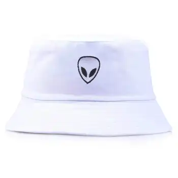

Double-Side Alien Bucket Hat Bob Cap Men Outdoor Travel Foldable Sun Cap Simple Sunscreen Hat Hip Hop Panama Fishing Bucket Hats