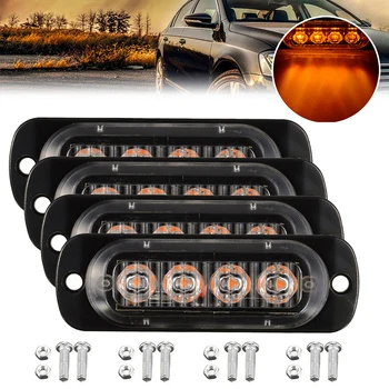 

Mayitr 4pcs DC 12V-24V 4LED Yellow Light Bar Trailer Caravan Truck Front Side Marker Indicator Lamp