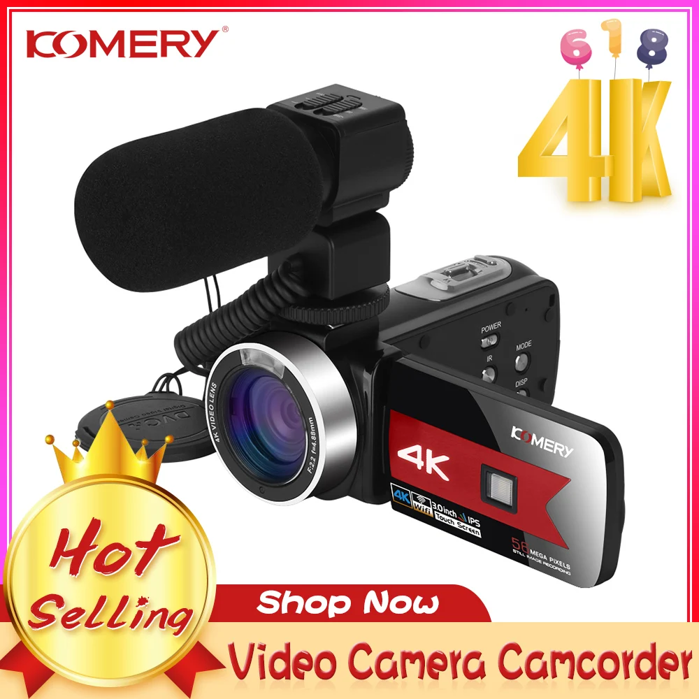 4K Digital Video Camcorder for Youtube Live Streaming WiFi 56MP Beauty Touch Screen Night Vision Vlogging Camera