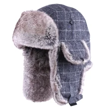 Зимняя шапка-бомбер для мужчин и женщин, шапка-ушанка, шерстяная вязаная шапка Авиатор, ушанка, русская ушанка, утолщенная теплая зимняя шапка